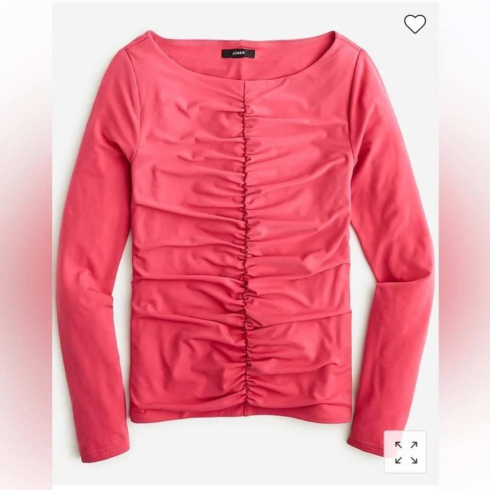 J. Crew NWOT Women's Large Ruched Long-Sleeve Matte Jersey Top in Dragon Fruit